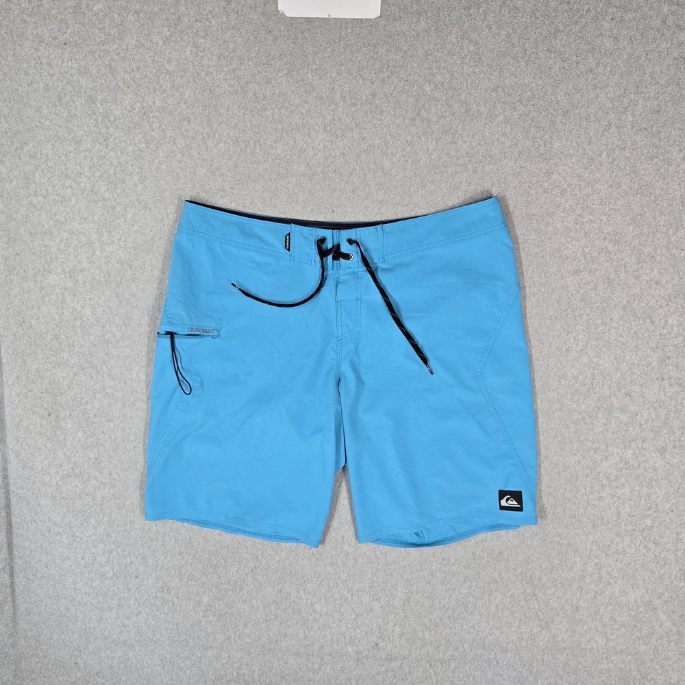 Quiksilver Men Shorts 38 Blue Swimwear Boardshorts Zipper 11" Inseam Logo